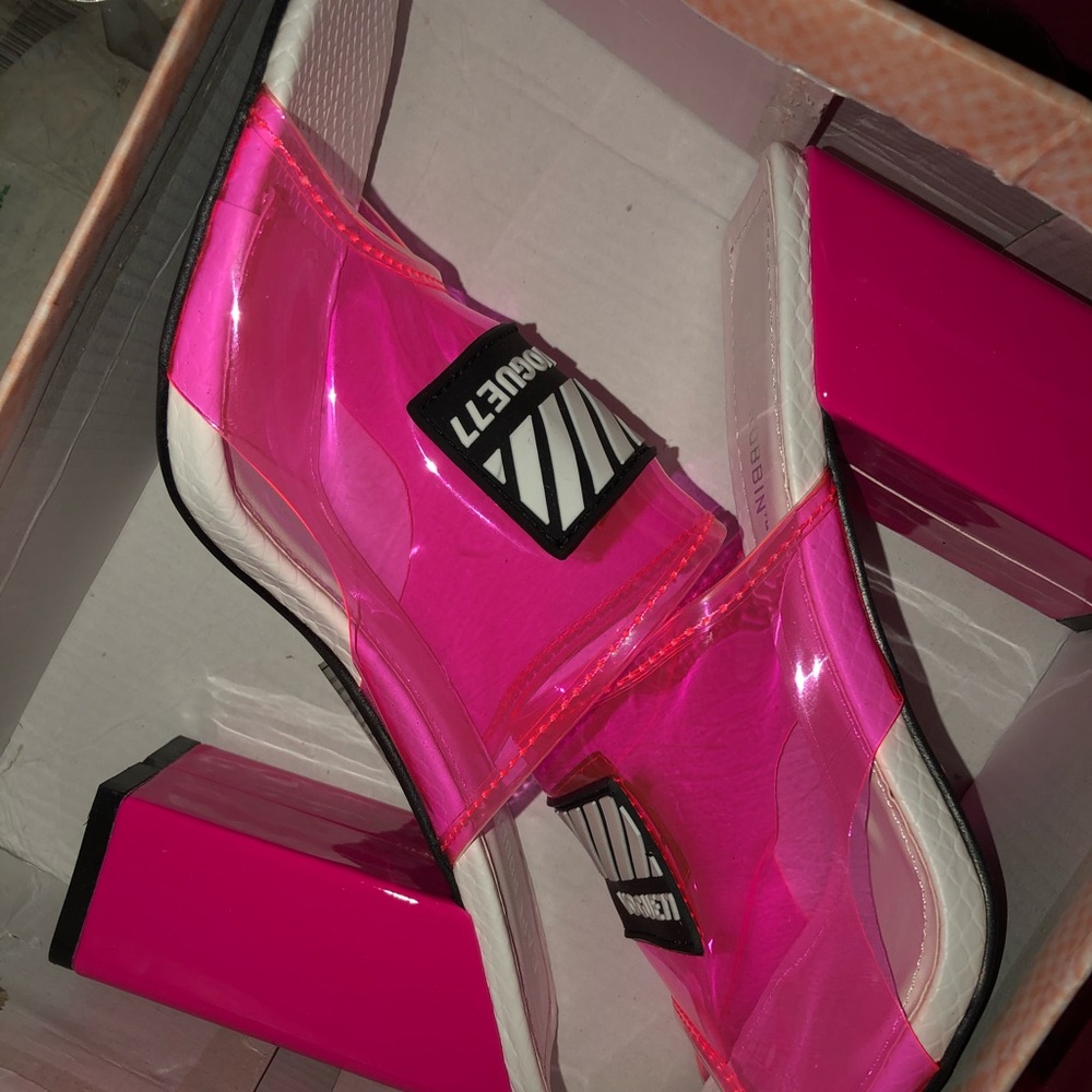 Clear/Pink Chunky heels